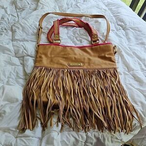 Steve Madden Pink and Tan‎ Shoulder Bag with Fringe
